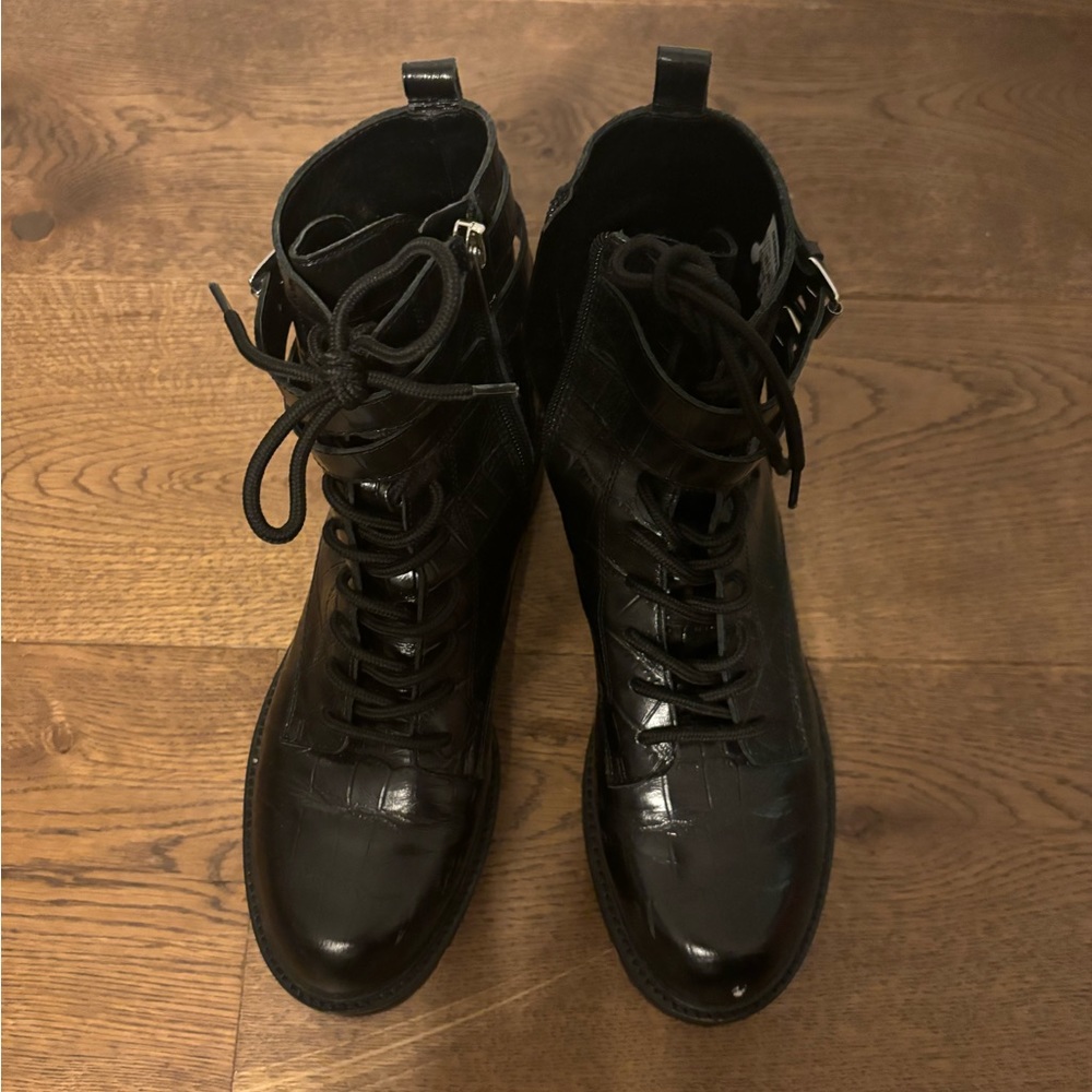 Marc Fisher Black Lace Up Boots